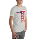 Trump 2024 in Patriotic USA Flag - Men's Bella + Canvas 3001 Unisex t-shirt