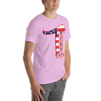 Trump 2024 in Patriotic USA Flag - Men's Bella + Canvas 3001 Unisex t-shirt