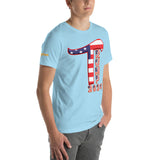 Trump 2024 in Patriotic USA Flag - Men's Bella + Canvas 3001 Unisex t-shirt