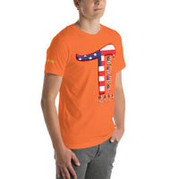 Trump 2024 in Patriotic USA Flag - Men's Bella + Canvas 3001 Unisex t-shirt