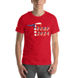 Trump 2024 in Patriotic USA Flag - Men's Bella + Canvas 3001 Unisex t-shirt