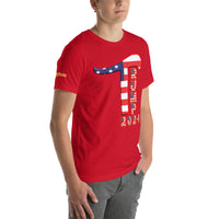 Trump 2024 in Patriotic USA Flag - Men's Bella + Canvas 3001 Unisex t-shirt