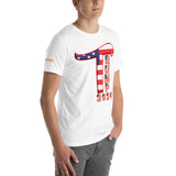 Trump 2024 in Patriotic USA Flag - Men's Bella + Canvas 3001 Unisex t-shirt