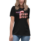 Trump 2024 in Patriotic USA Flag - Women's Bella + Canvas 6400 Women's Relaxed T-Shirt