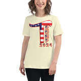 Trump 2024 in Patriotic USA Flag - Women's Bella + Canvas 6400 Women's Relaxed T-Shirt