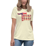 Trump 2024 in Patriotic USA Flag - Women's Bella + Canvas 6400 Women's Relaxed T-Shirt