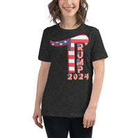 Trump 2024 in Patriotic USA Flag - Women's Bella + Canvas 6400 Women's Relaxed T-Shirt