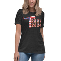 Trump 2024 in Patriotic USA Flag - Women's Bella + Canvas 6400 Women's Relaxed T-Shirt