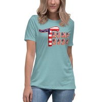 Trump 2024 in Patriotic USA Flag - Women's Bella + Canvas 6400 Women's Relaxed T-Shirt