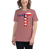 Trump 2024 in Patriotic USA Flag - Women's Bella + Canvas 6400 Women's Relaxed T-Shirt