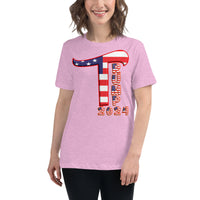 Trump 2024 in Patriotic USA Flag - Women's Bella + Canvas 6400 Women's Relaxed T-Shirt