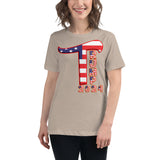 Trump 2024 in Patriotic USA Flag - Women's Bella + Canvas 6400 Women's Relaxed T-Shirt