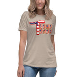 Trump 2024 in Patriotic USA Flag - Women's Bella + Canvas 6400 Women's Relaxed T-Shirt