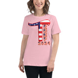 Trump 2024 in Patriotic USA Flag - Women's Bella + Canvas 6400 Women's Relaxed T-Shirt