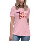 Trump 2024 in Patriotic USA Flag - Women's Bella + Canvas 6400 Women's Relaxed T-Shirt