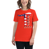 Trump 2024 in Patriotic USA Flag - Women's Bella + Canvas 6400 Women's Relaxed T-Shirt