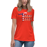 Trump 2024 in Patriotic USA Flag - Women's Bella + Canvas 6400 Women's Relaxed T-Shirt