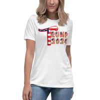 Trump 2024 in Patriotic USA Flag - Women's Bella + Canvas 6400 Women's Relaxed T-Shirt